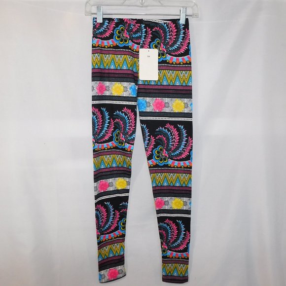 Shosho Womens S/M Winter Fleece Lined Leggings Vibrant Bright Multicolour  - NEW - Picture 10 of 11